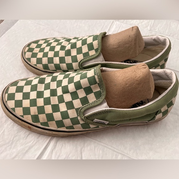 Vans Green and White Checkered slip ons - Picture 2 of 8